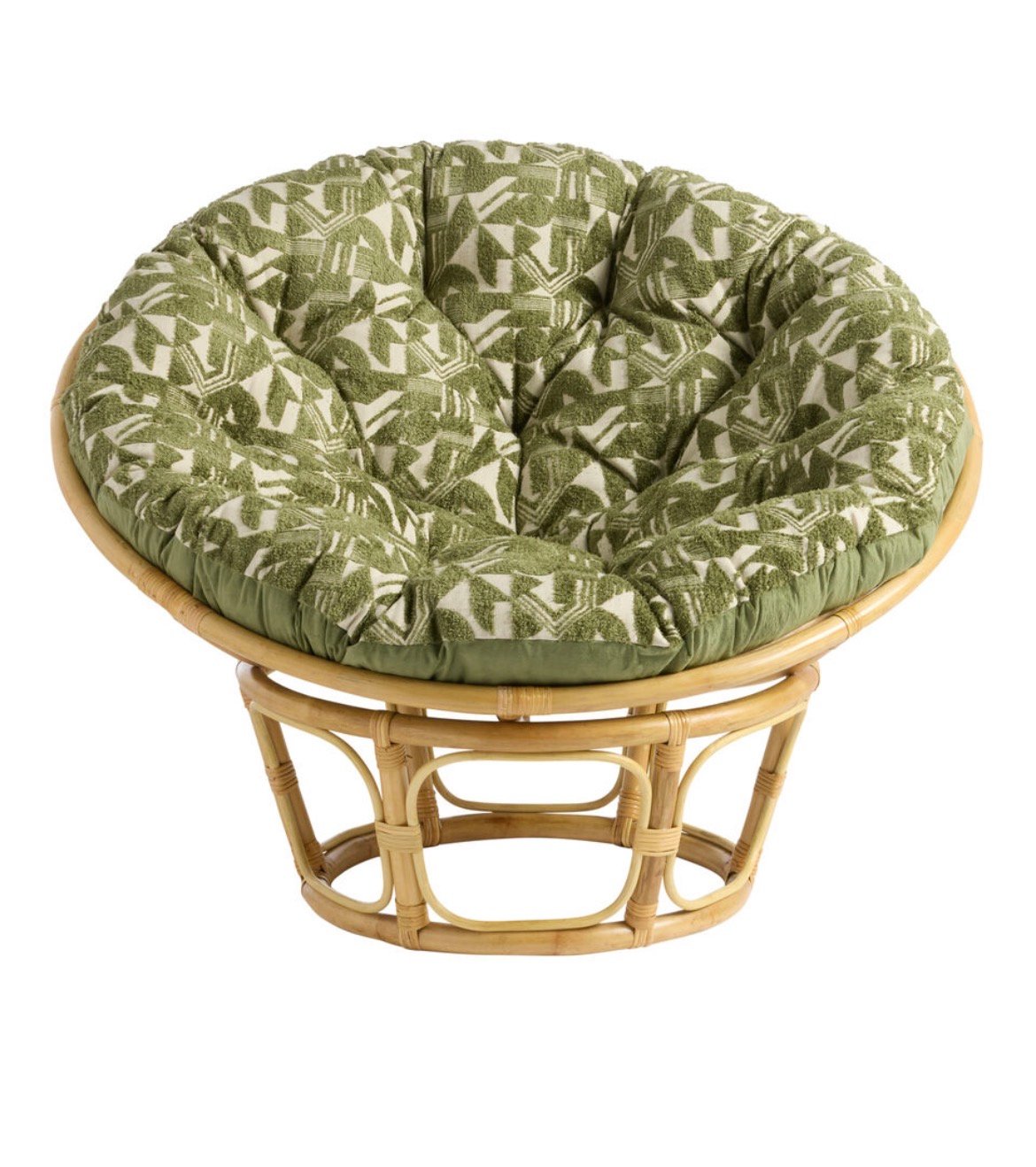 Olive Green and Ivory Jacquard Botanical Papasan Cushion