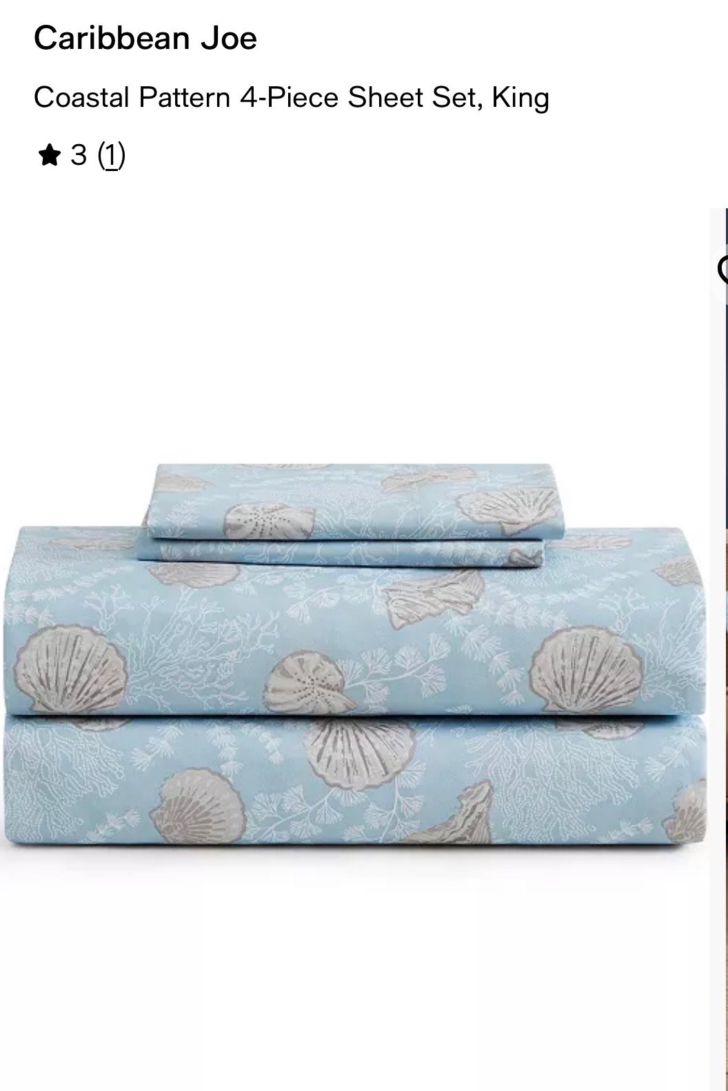Coastal Pattern 4-Piece Sheet Set, King